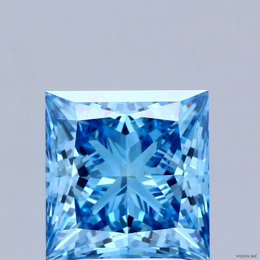 3.04ct Princess FANCY VIVID BLUE VVS2 Lab Created Diamond