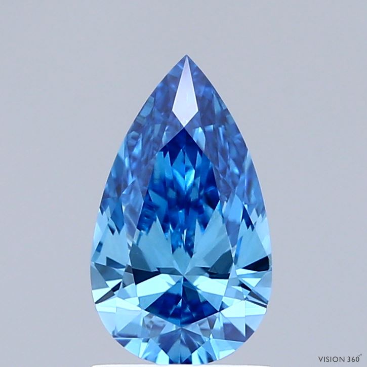 0.94ct Pear FANCY VIVID BLUE VVS2 Lab Created Diamond