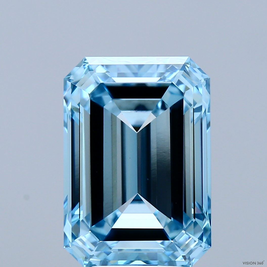 7.02ct Emerald FANCY VIVID BLUE VS1 Lab Created Diamond
