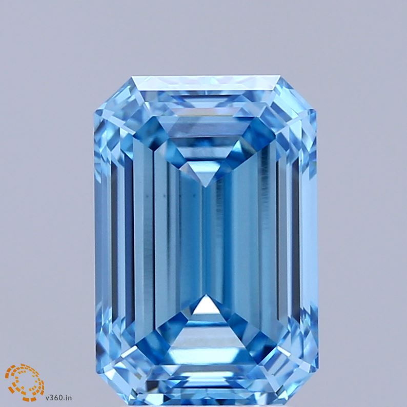 3.56ct Emerald FANCY VIVID BLUE VS1 Lab Created Diamond