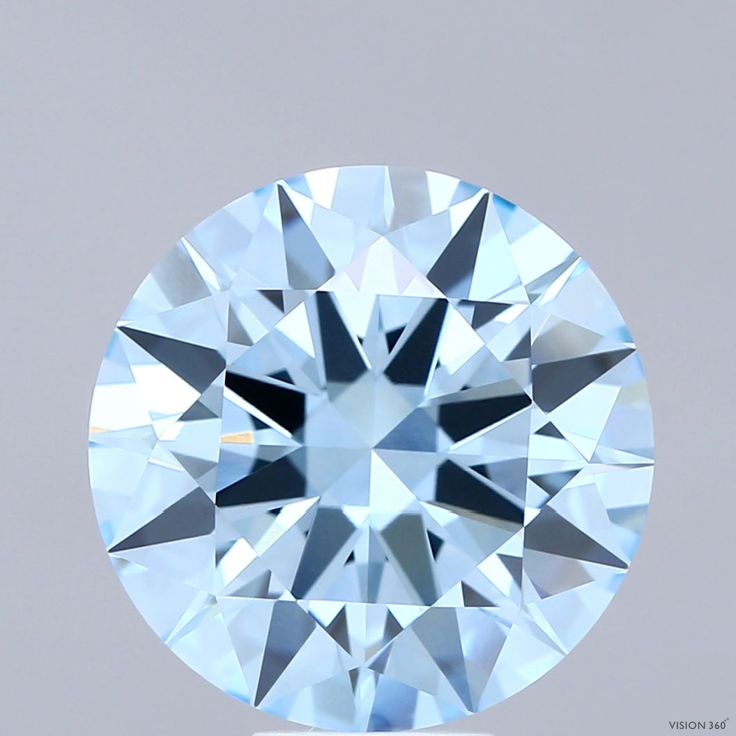 7.38ct Round FANCY VIVID BLUE VVS2 Lab Created Diamond