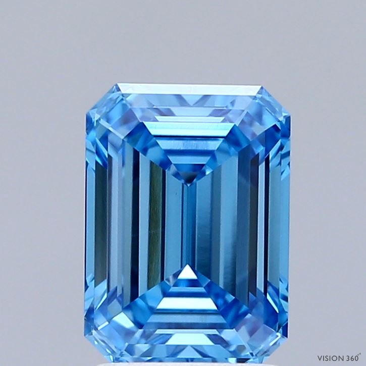 2.06ct Emerald FANCY VIVID BLUE VVS1 Lab Created Diamond