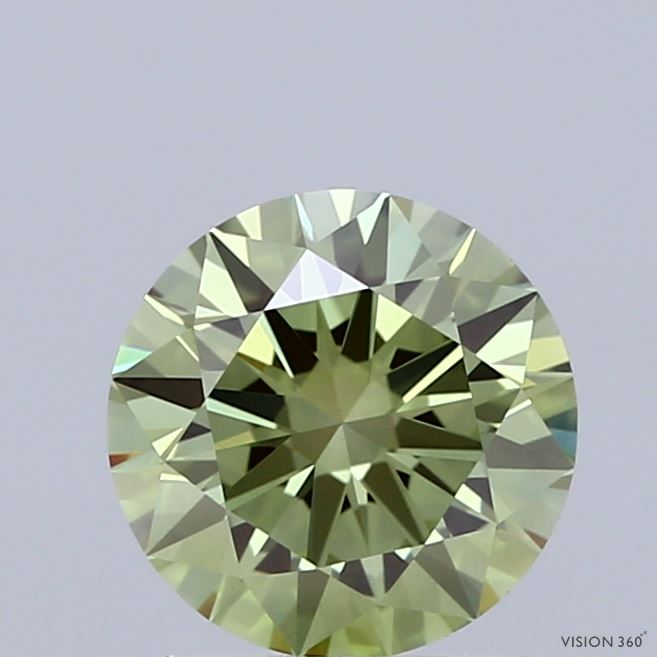 1.47ct Round FANCY VIVID GREEN VVS2 Lab Created Diamond