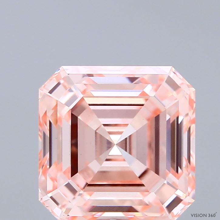 3.13ct Asscher FANCY INTENSE PINK VS1 Lab Created Diamond
