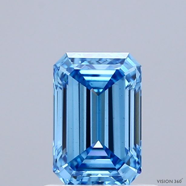 0.92ct Emerald FANCY VIVID BLUE VS2 Lab Created Diamond