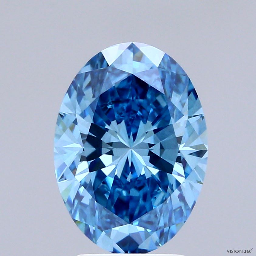 2.5ct Oval FANCY VIVID BLUE VS2 Lab Created Diamond