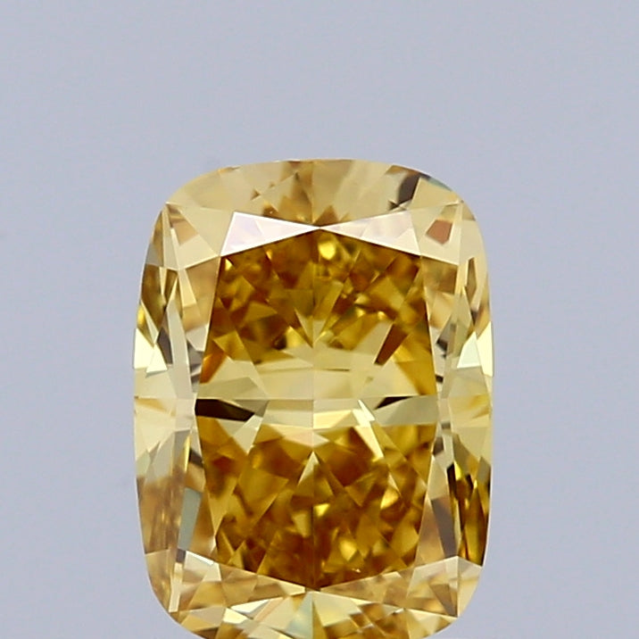 1ct Cushion FANCY INTENSE YELLOW VS1 Lab Created Diamond