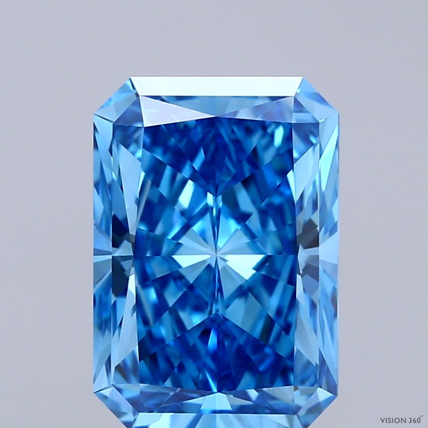 4.02ct Radiant FANCY VIVID BLUE VVS2 Lab Created Diamond