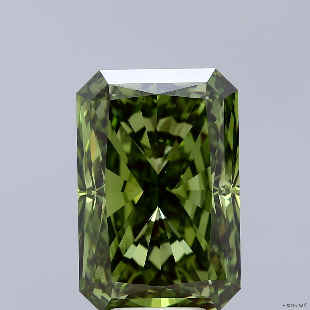 7ct Radiant FANCY VIVID GREEN VS1 Lab Created Diamond