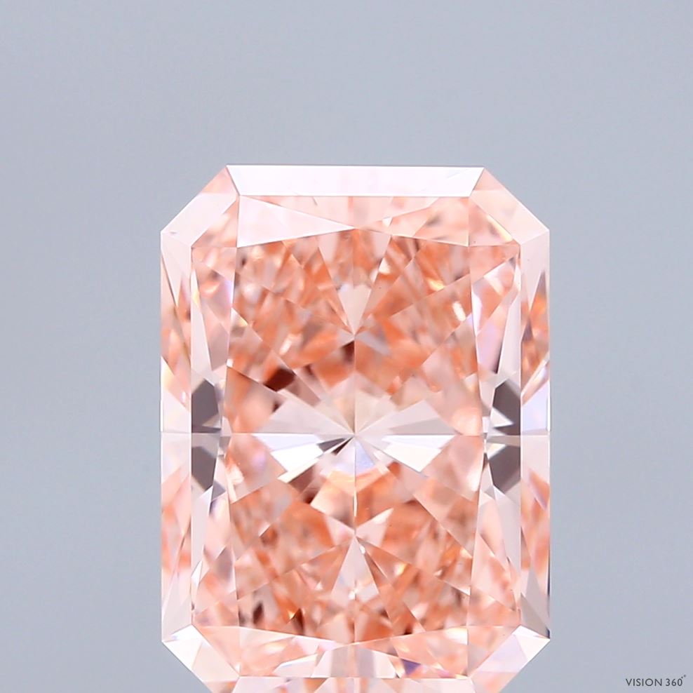 5.04ct Radiant FANCY VIVID PINK VVS2 Lab Created Diamond