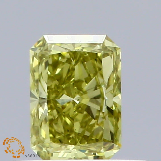 0.5ct Radiant FANCY VIVID GREEN YELLOWISH VS1 Lab Created Diamond