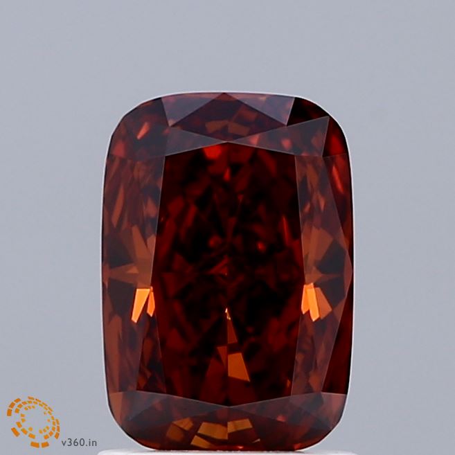 1.46ct Cushion FANCY DEEP ORANGE VS1 Lab Created Diamond