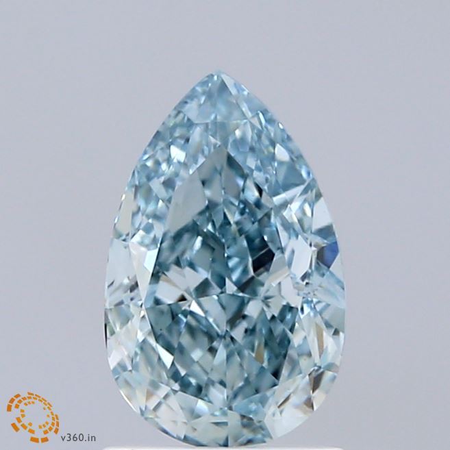 1.51ct Pear FANCY VIVID GREENISH BLUE VS1 Lab Created Diamond