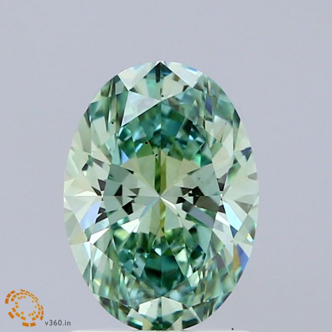 1.5ct Oval FANCY VIVID GREEN VS2 Lab Created Diamond