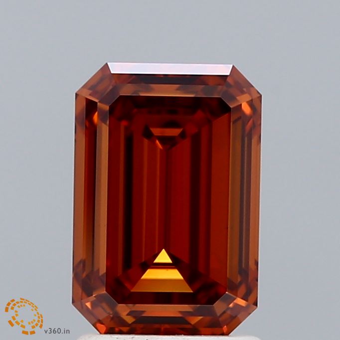 2ct Emerald FANCY VIVID ORANGE VVS2 Lab Created Diamond