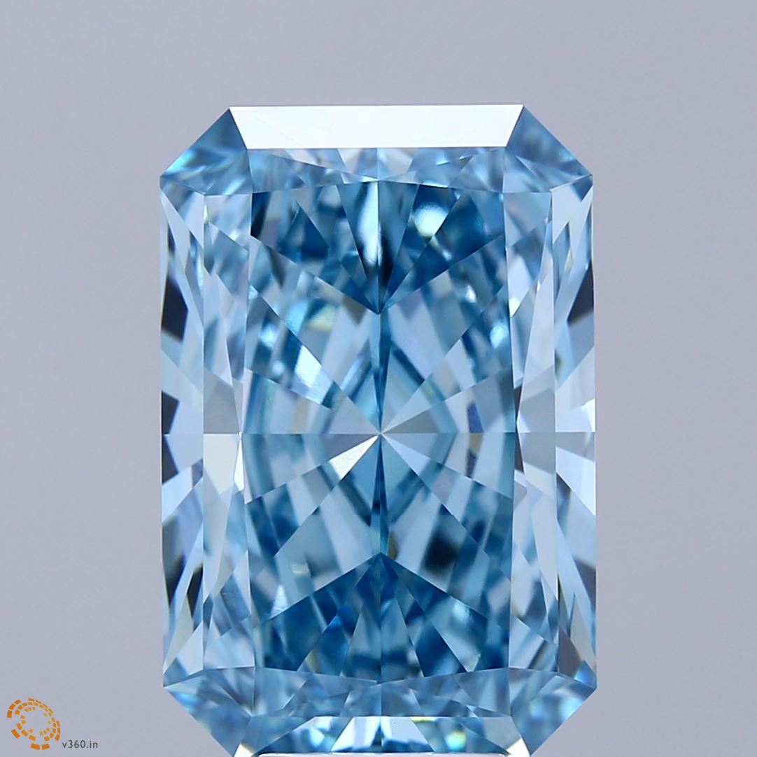 9.02ct Radiant FANCY VIVID BLUE VVS2 Lab Created Diamond