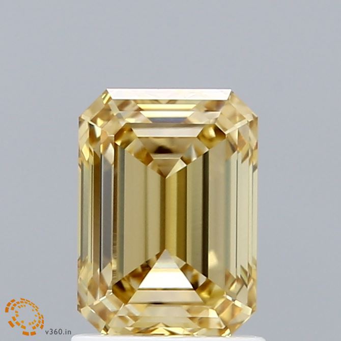 1.55ct Emerald FANCY INTENSE YELLOW VVS2 Lab Created Diamond