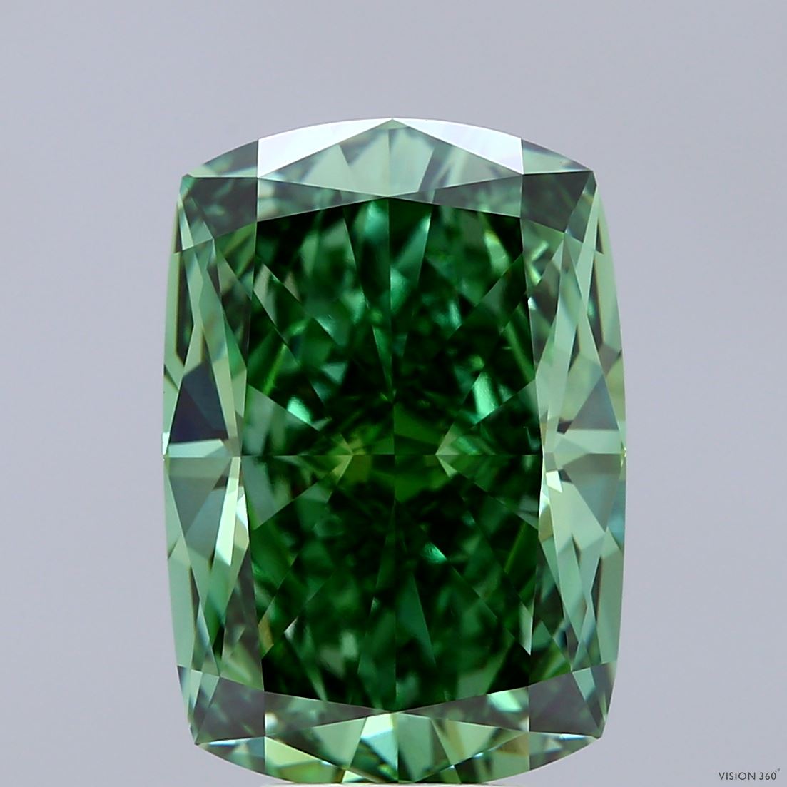 8.2ct Cushion FANCY VIVID GREEN VVS2 Lab Created Diamond