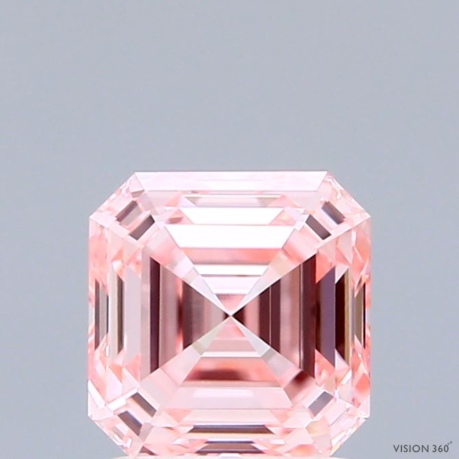 1.52ct Asscher FANCY INTENSE PINK VVS2 Lab Created Diamond