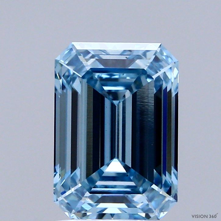 2.07ct Emerald FANCY VIVID BLUE VS2 Lab Created Diamond