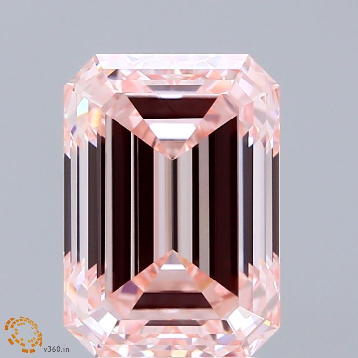 3.55ct Emerald FANCY INTENSE PINK VS1 Lab Created Diamond