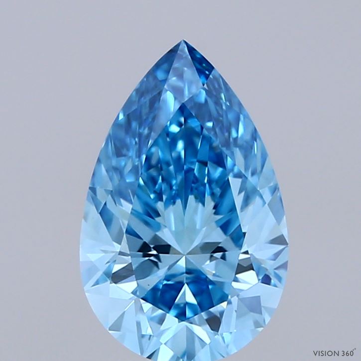 1.58ct Pear FANCY VIVID BLUE VVS2 Lab Created Diamond