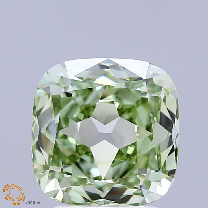 2.78ct Cushion FANCY VIVID GREEN VVS2 Lab Created Diamond