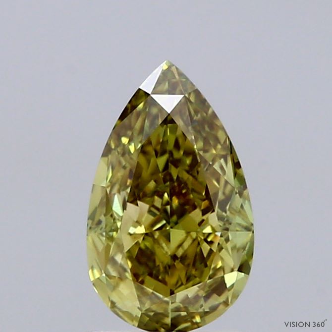 1.08ct Pear FANCY VIVID GREEN VS1 Lab Created Diamond