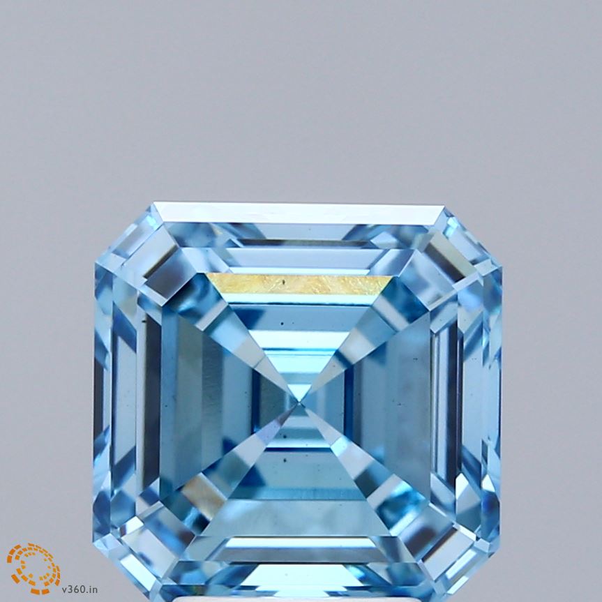 5.01ct Asscher FANCY VIVID BLUE VS2 Lab Created Diamond