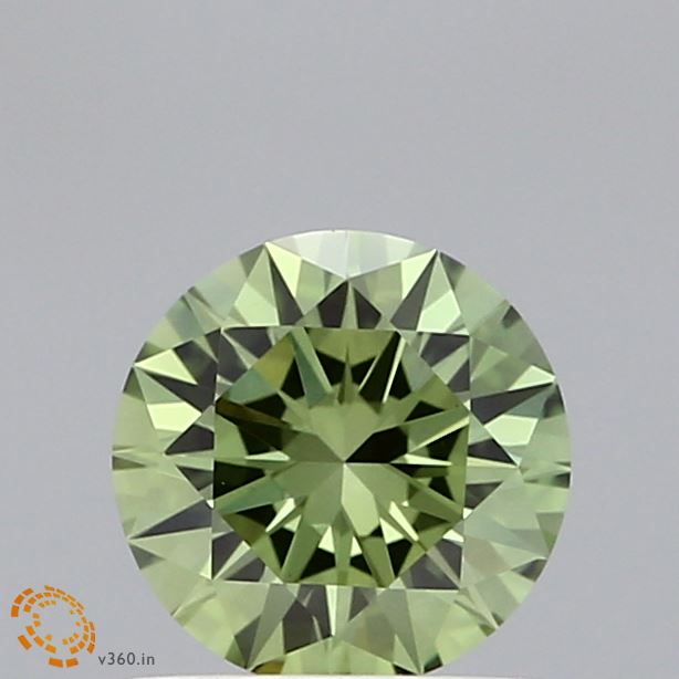 0.89ct Round FANCY VIVID GREEN VVS2 Lab Created Diamond
