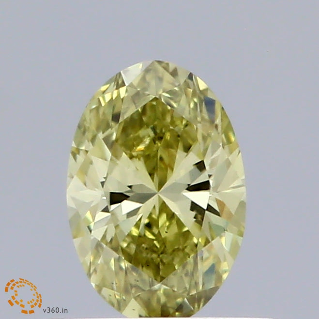 0.53ct Oval FANCY INTENSE YELLOW GREENISH VS2 Lab Created Diamond