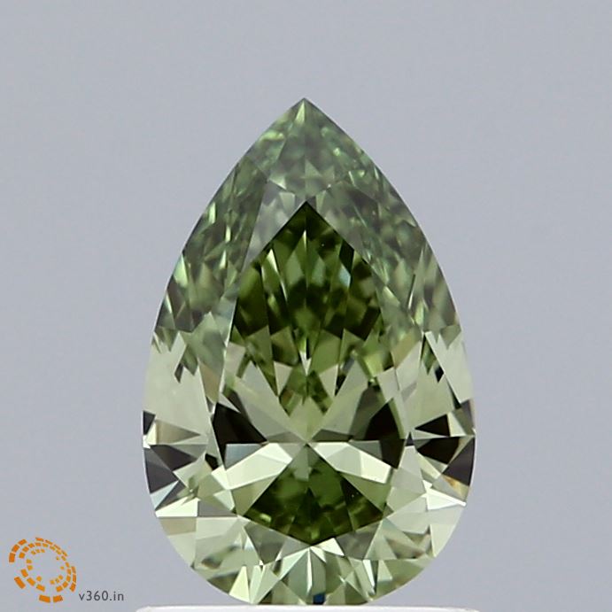 1.01ct Pear FANCY VIVID GREEN VVS2 Lab Created Diamond