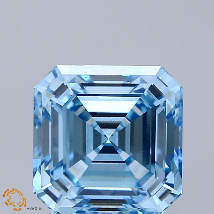 3.01ct Asscher FANCY VIVID BLUE VS2 Lab Created Diamond