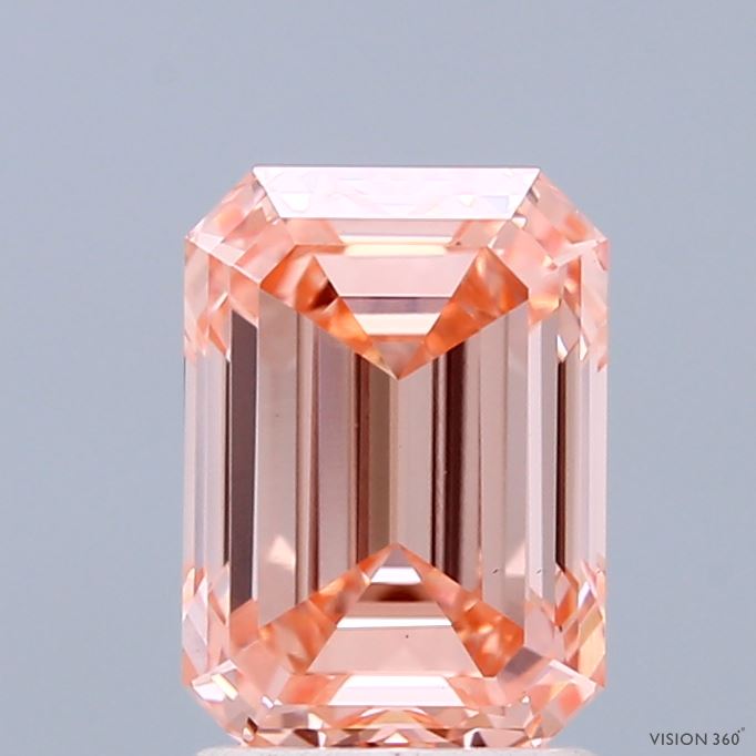 2.02ct Emerald FANCY INTENSE ORANGY PINK VS1 Lab Created Diamond