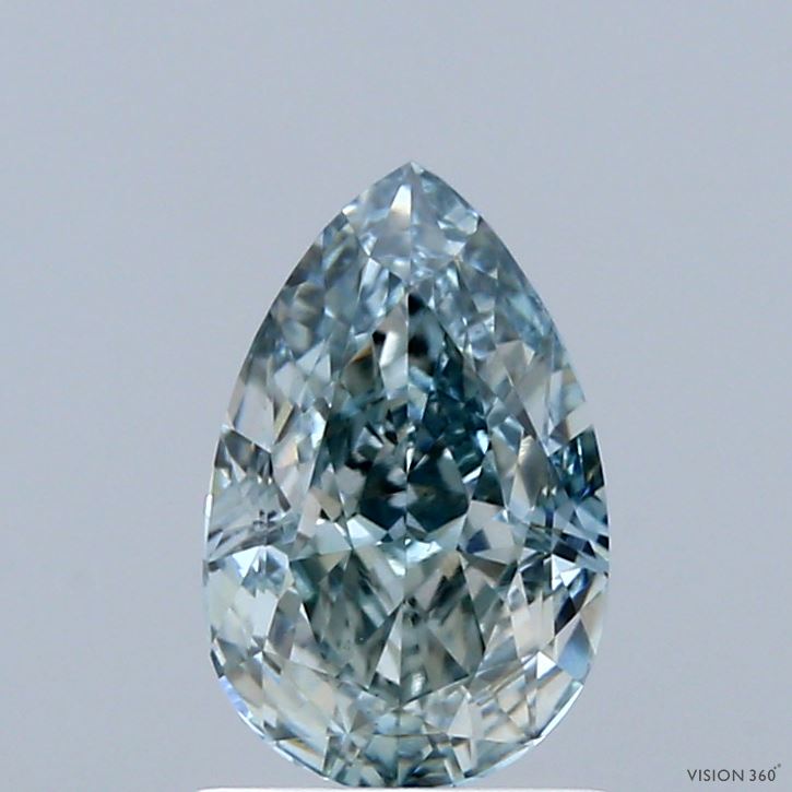 1.5ct Pear FANCY VIVID BLUISH GREEN VS1 Lab Created Diamond