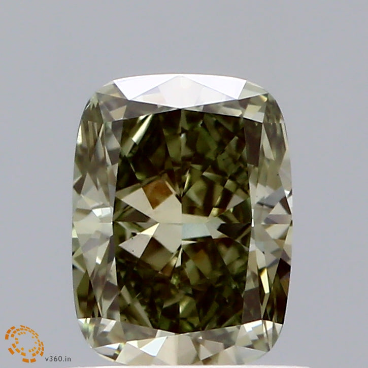 1.02ct Cushion FANCY GREY GREEN VS1 Lab Created Diamond