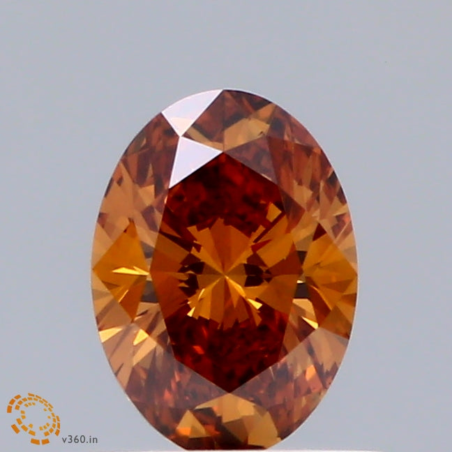 0.53ct Oval FANCY VIVID ORANGE VS1 Lab Created Diamond