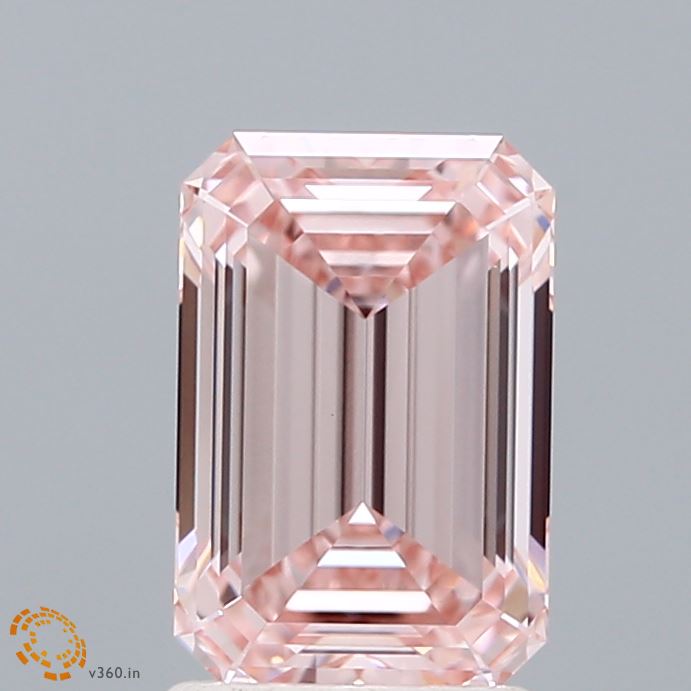 1.92ct Emerald FANCY INTENSE PINK VVS2 Lab Created Diamond