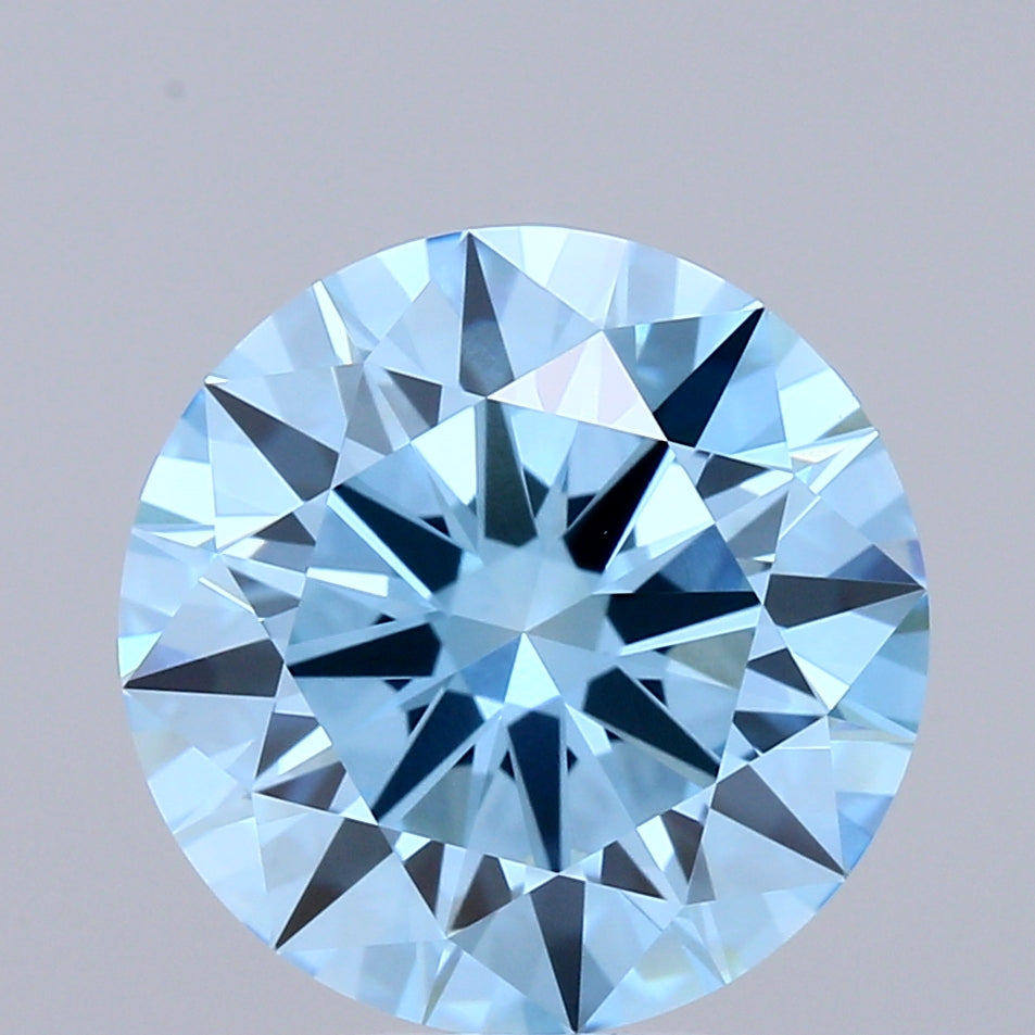 3.05ct Round FANCY VIVID BLUE VVS2 Lab Created Diamond