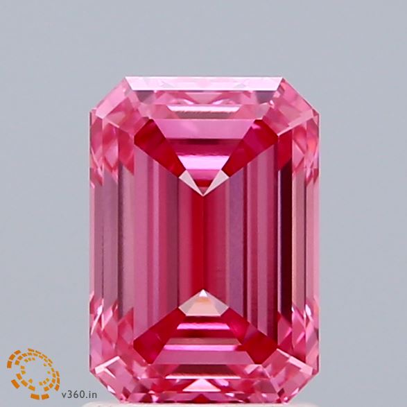 1.59ct Emerald FANCY VIVID PINK VVS1 Lab Created Diamond