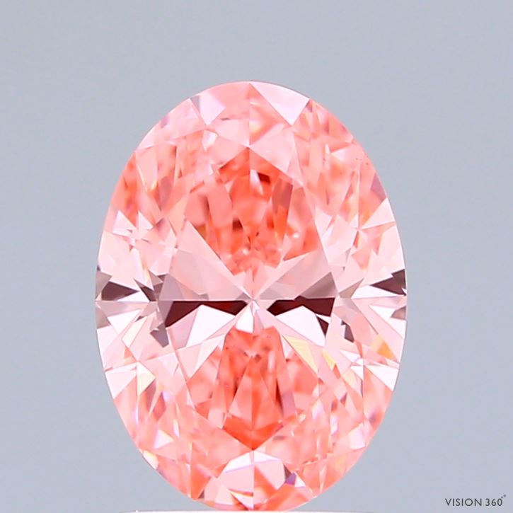 1.59ct Oval FANCY VIVID PINK VS1 Lab Created Diamond
