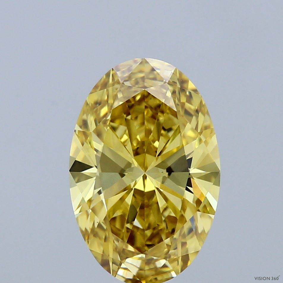 2.9ct Oval FANCY VIVID YELLOW VS1 Lab Created Diamond