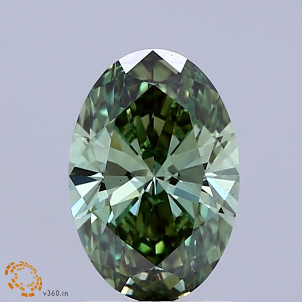 1.07ct Oval FANCY VIVID GREEN VS1 Lab Created Diamond