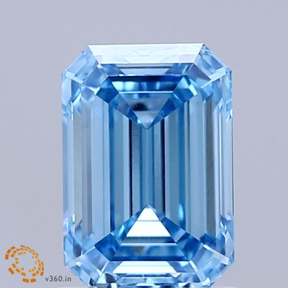 1.54ct Emerald FANCY VIVID BLUE VVS2 Lab Created Diamond