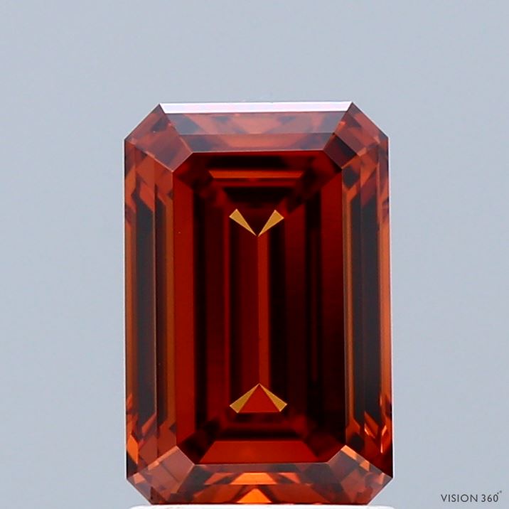 1.98ct Emerald FANCY VIVID ORANGE VS1 Lab Created Diamond