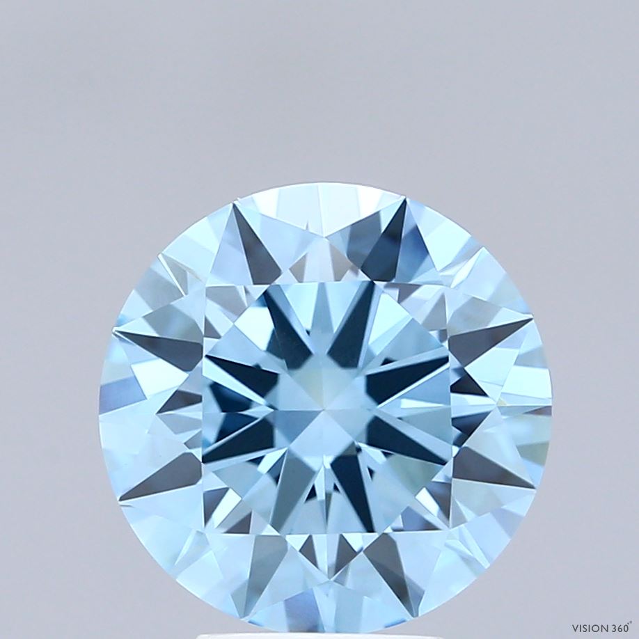 3.53ct Round FANCY VIVID BLUE VVS2 Lab Created Diamond