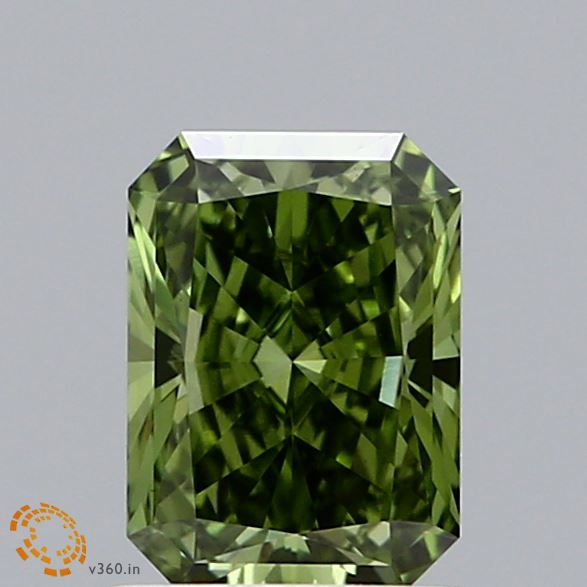 1.04ct Radiant FANCY VIVID GREEN VS1 Lab Created Diamond