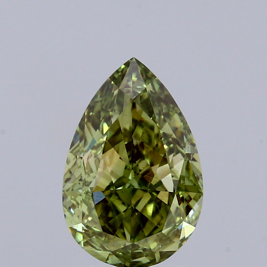 1.54ct Pear FANCY VIVID GREEN VS2 Lab Created Diamond