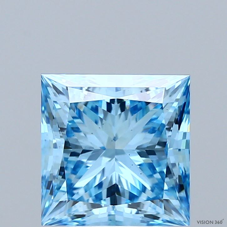 2.73ct Princess FANCY VIVID BLUE VS2 Lab Created Diamond
