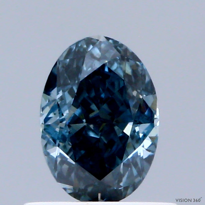 0.76ct Oval FANCY VIVID GREENISH BLUE VS2 Lab Created Diamond